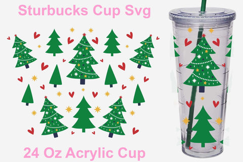 24 Oz Christmas Tree Starbucks svg, Christmas Tree svg, Funny Christmas tumbler svg, Drink warp svg, Cut files SVG Isabella Machell 