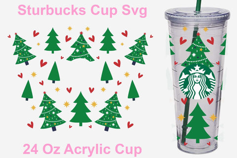 24 Oz Christmas Tree Starbucks svg, Christmas Tree svg, Funny Christmas tumbler svg, Drink warp svg, Cut files SVG Isabella Machell 