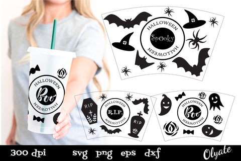24 OZ Cold Cup Wrap SVG. Halloween 24 OZ Cup. 24 OZ Tumbler SVG Olga Terlyanskaya 