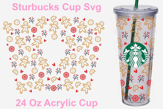24 Oz Gingerbread Starbucks svg, Gingerbread svg, Funny Christmas tumbler svg, Drink warp svg, Cut files SVG Isabella Machell 