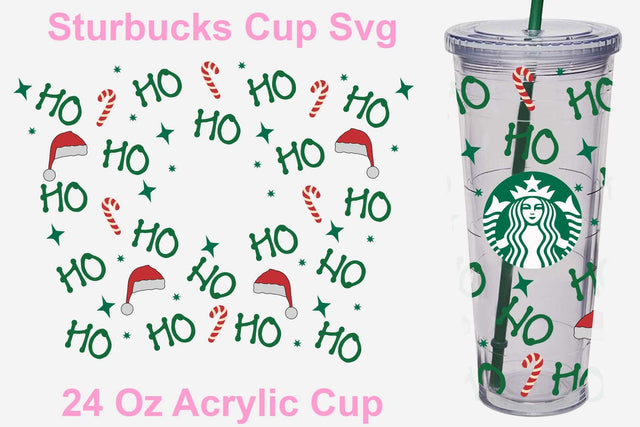 24 Oz Ho ho ho Starbucks svg, Ho ho ho svg, Funny Christmas tumbler svg, Drink warp svg, Cut files SVG Isabella Machell 