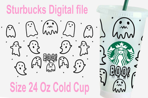 24 Oz Starbucks cold cup Svg Bundle, Starbucks Cold cup Cricut, Batty Starbucks cold cup, Halloween Starbucks Cup svg, Halloween day svg SVG Isabella Machell 