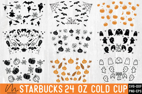 24 Oz Starbucks cold cup Svg Bundle, Starbucks Cold cup Cricut, Batty Starbucks cold cup, Halloween Starbucks Cup svg, Halloween day svg SVG Isabella Machell 
