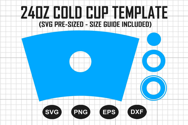 24oz Cold Cup Template Svg, Venti Cold Cup Template, Pre-Sized Cold Cup Template Wrap SVG Litke Designs 