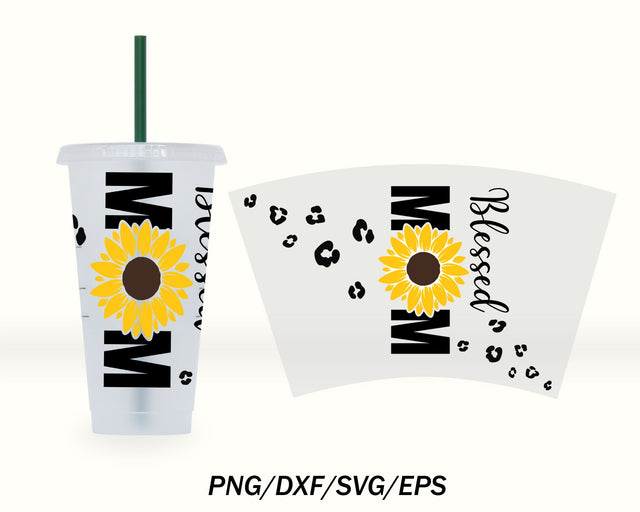 24oz Venti Cold Cup Blessed Mom Design for Starbucks Cup, Svg Dxf Png File Digital Download SVG MD mominul islam 