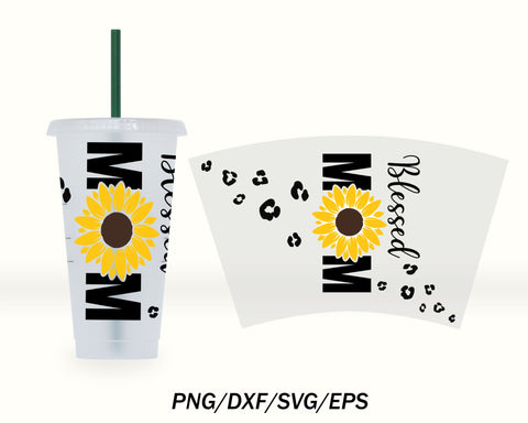 24oz Venti Cold Cup Blessed Mom Design for Starbucks Cup, Svg Dxf Png File Digital Download SVG MD mominul islam 