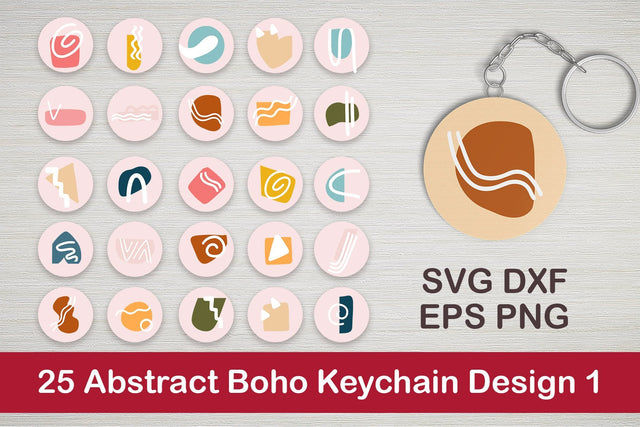 25 Abstract Boho Keychain Designs 1 SVG Dm Letter Studio 