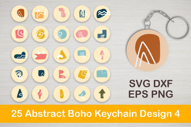 25 Abstract Boho Keychain Designs 4 SVG Dm Letter Studio 