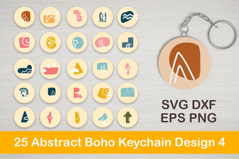 25 Abstract Boho Keychain Designs 4 SVG Dm Letter Studio 