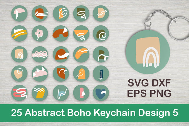 25 Abstract Boho Keychain Designs 5 SVG Dm Letter Studio 