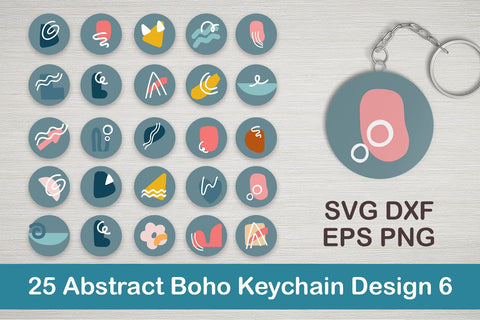 25 Abstract Boho Keychain Designs 6 SVG Dm Letter Studio 