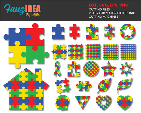 25 Autism svg, Puzzle svg, Autism Png clipart, Puzzle piece svg, Heart svg, Awareness svg, autism svg,autism awareness svg, svg for cricut SVG Fauz 