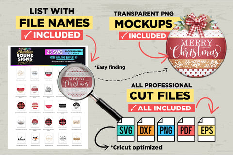25 Christmas Round Signs Bundle | BEST SELLER | SVG Bundle SVG The Vintage Signs Shop 