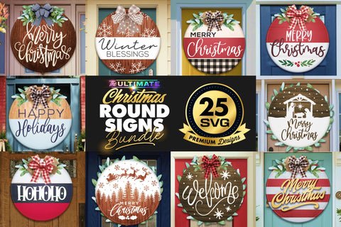 25 Christmas Round Signs Bundle | BEST SELLER | SVG Bundle SVG The Vintage Signs Shop 