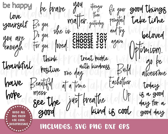 25 Designs! thankful svgs, motivational quotes svgs, be happy svgs, be kind svgs, beloved svgs, choose joy svgs, happy svgs, mom svgs SVG WildOakSVG 