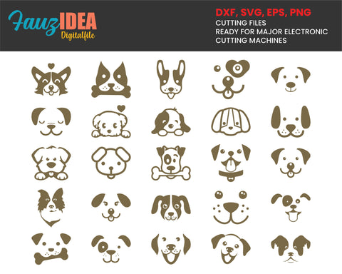 25 Dog face svg, Dog svg, Pet face svg file , Cricut templates, Dog Silhouette svg, Dog svg bundle, labrador svg Dog svg files for cricut SVG Fauz 