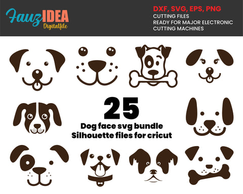 25 Dog face svg, Dog svg, Pet face svg file , Cricut templates, Dog Silhouette svg, Dog svg bundle, labrador svg Dog svg files for cricut SVG Fauz 