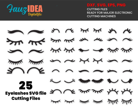 25 Eyelashes SVG file, Eyelash svg, Eyelash vector, Eyelash cut file, Lashes svg file, Eyelashes clip art, Eyelashes cricut, svg clipart SVG Fauz 