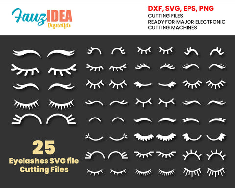 25 Eyelashes SVG file, Eyelash svg, Eyelash vector, Eyelash cut file, Lashes svg file, Eyelashes clip art, Eyelashes cricut, svg clipart SVG Fauz 