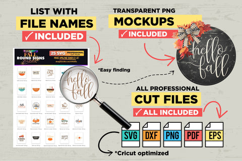 25 FALL Round Signs Bundle | Best Seller | SVG Bundle SVG The Vintage Signs Shop 