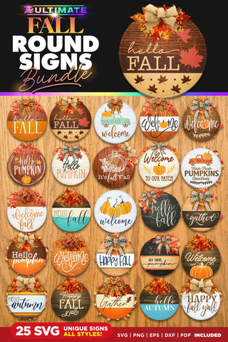 25 FALL Round Signs Bundle | Best Seller | SVG Bundle SVG The Vintage Signs Shop 