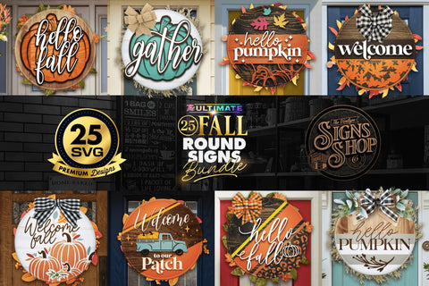 25 FALL Round Signs Bundle Vol.2 | BEST SELLER | SVG Bundle SVG The Vintage Signs Shop 