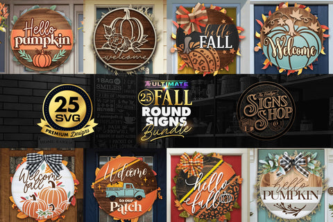 25 FALL Round Signs Bundle Vol.2 | BEST SELLER | SVG Bundle SVG The Vintage Signs Shop 