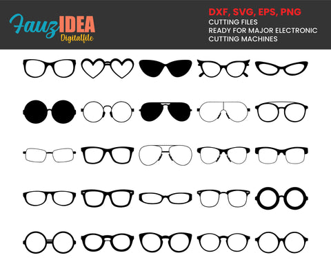 25 Glasses SVG, Glasses Silhouette, SVG Cut Files, Glasses Bundle SVG, Glasses Clipart, Glasses Cut File, Glasses Vector, Instant Download SVG Fauz 