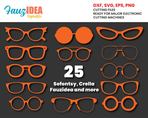 25 Glasses SVG, Glasses Silhouette, SVG Cut Files, Glasses Bundle SVG, Glasses Clipart, Glasses Cut File, Glasses Vector, Instant Download SVG Fauz 