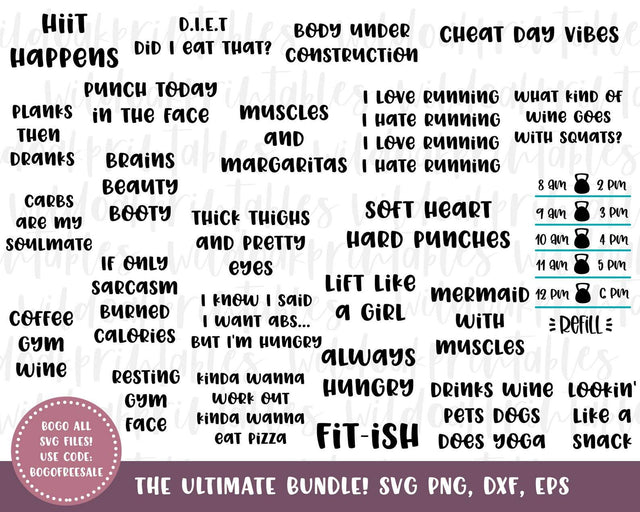 25 gym svg bundle, womens gym svg bundle, funny gym svg bundle, funny gym quotes, women funny quotes, sarcastic svg, workout svg bundle, svg SVG WildOakSVG 
