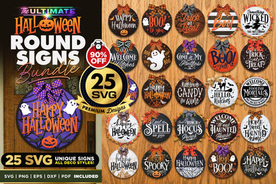 25 Halloween Door Signs Bundle | BEST SELLER | SVG Bundle SVG The Vintage Signs Shop 