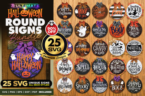 25 Halloween Door Signs Bundle | BEST SELLER | SVG Bundle SVG The Vintage Signs Shop 