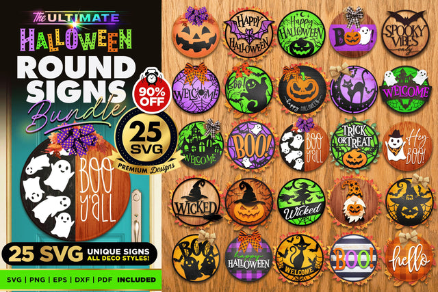 25 Halloween Door Signs Bundle Vol.2 | BEST SELLER | SVG Bundle SVG The Vintage Signs Shop 