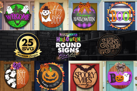 25 Halloween Door Signs Bundle Vol.2 | BEST SELLER | SVG Bundle SVG The Vintage Signs Shop 