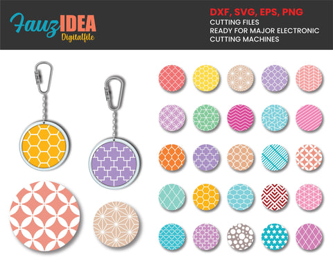 25 Keychain svg, Round pattern svg, Keychain pattern svg, Circle Pattern svg, Keyring pattern, Keychain design, Acrylic keychain cricut SVG Fauz 