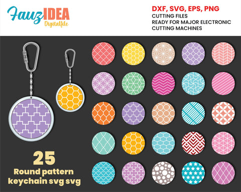 25 Keychain svg, Round pattern svg, Keychain pattern svg, Circle Pattern svg, Keyring pattern, Keychain design, Acrylic keychain cricut SVG Fauz 