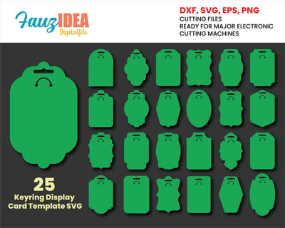 25 Keyring Display Card Svg, Keyring Display Card Template, Keychain Packaging, Key Ring Tag svg, keychain svg, Packaging svg SVG Fauz 