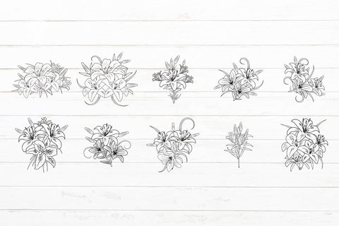 25 Lilium Flower bouquet svg Bundle SVG SmmrDesign 
