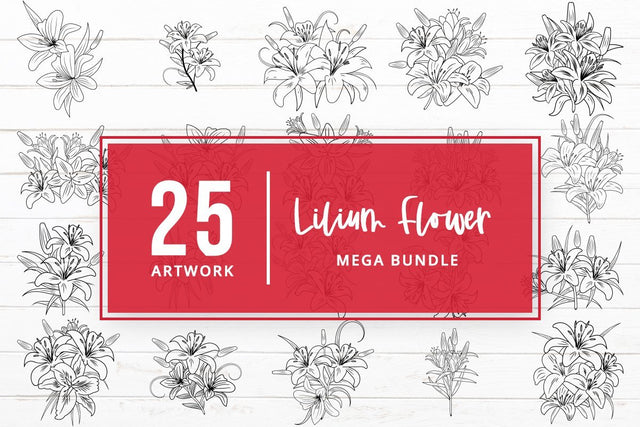 25 Lilium Flower bouquet svg Bundle SVG SmmrDesign 