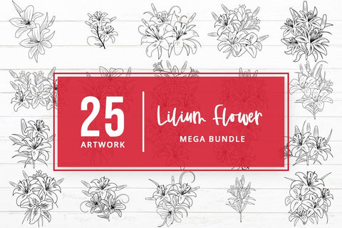 25 Lilium Flower bouquet svg Bundle SVG SmmrDesign 