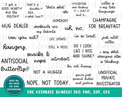 25 sarcastic svg bundle, funny svg quotes, funny sarcastic svg sayings, svg bundles, sarcastic png clipart, sarcastic funny quotes bundle SVG WildOakSVG 