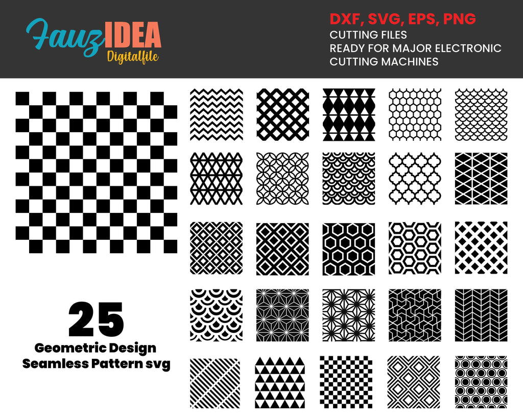 25 Seamless Patterns svg, Geometric Design Svg, Geometric Shape Svg,PNG ...