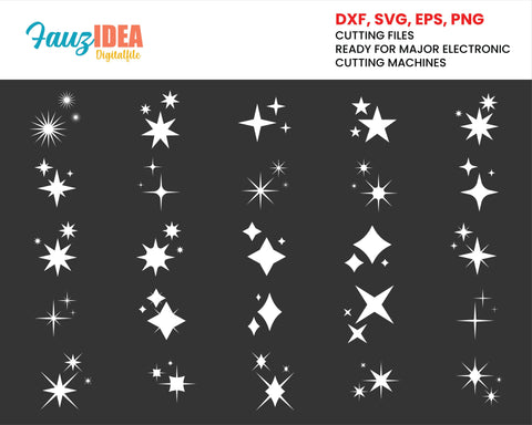 25 Sparkle Star bundle svg, Sparkle Cut File, Sparkle Vector, Sparkle star svg, Sparkle Clipart, Instant Download for Cricut And Silhouette SVG Fauz 