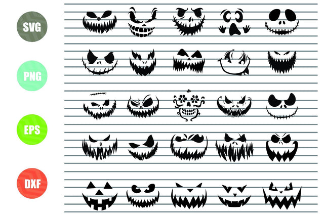 25 Styles Pumpkin face Svg - Halloween SVG PNG DXF EPS Cut Files SVG Artstoredigital 