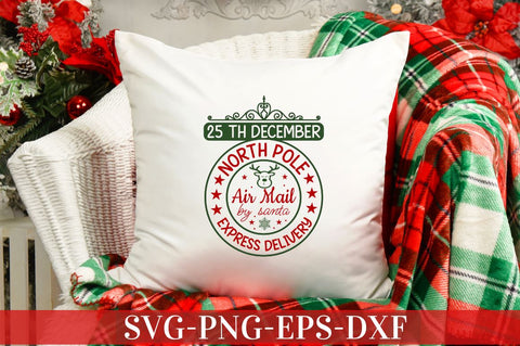 25 th December north pole air mail by santa express delivery SVG SVG DESIGNISTIC 