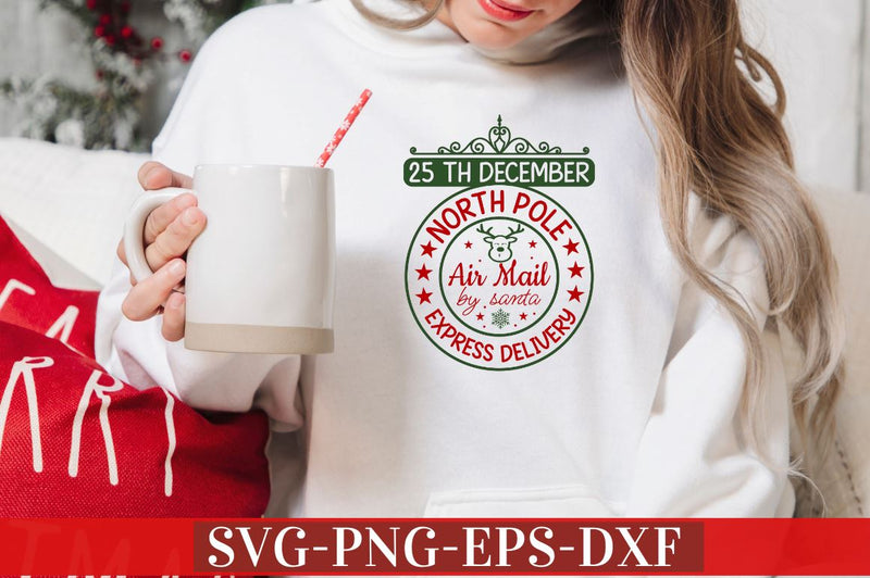 25 th December north pole air mail by santa express delivery SVG SVG DESIGNISTIC 