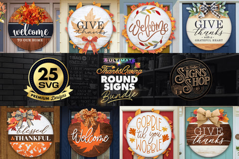 25 ThanksGiving Round Signs Bundle | SVG BEST SELLER SVG The Vintage Signs Shop 