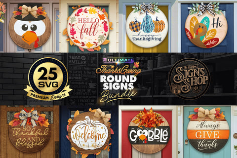 25 ThanksGiving Round Signs Bundle | SVG BEST SELLER SVG The Vintage Signs Shop 