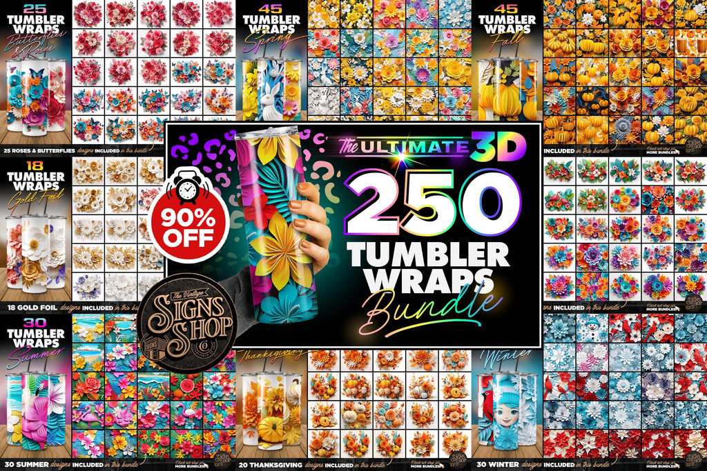 250 Tumbler Wraps for 30 oz Sublimation Tumbler Bundle for W