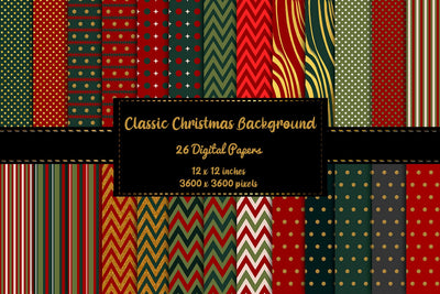 26 Clasic Christmas Background Digital Papers Bundle Sublimation Sublimatiz Designs 